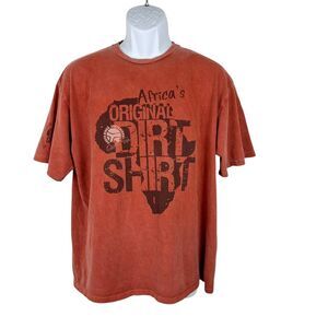 South Africa Dirt Shirt Men Extra Large Cotton Red Orange Iron Rich Dirt Dye Tee
